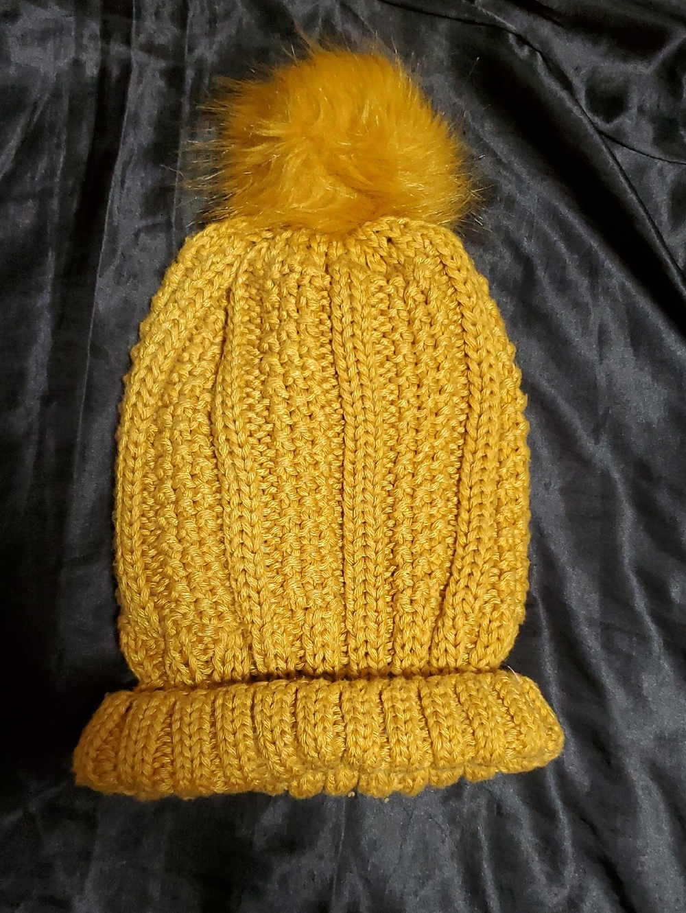 Mustard Yellow Knit Pom Beanie